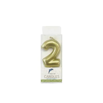 Numeral Mini Birthday Candle No.2-Metallic Gold