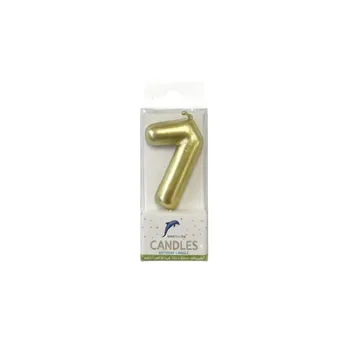 Numeral Mini Birthday Candle No.7-Metallic Gold