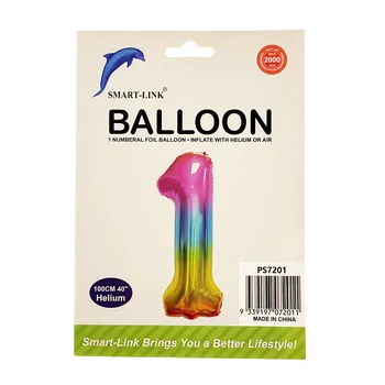 100cm Giant Foil Number Balloon-Rainbow Number 1