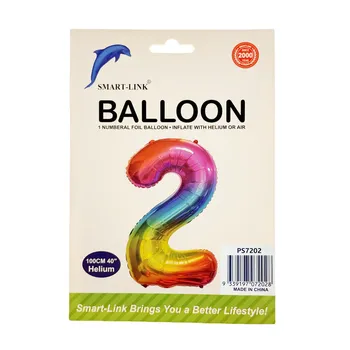 100cm Giant Foil Number Balloon-Rainbow Number 2
