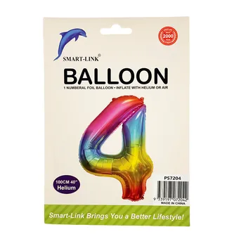 100cm Giant Foil Number Balloon-Rainbow Number 4