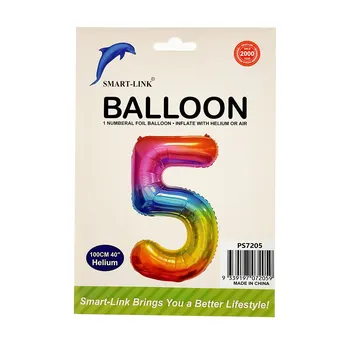 100cm Giant Foil Number Balloon-Rainbow Number 5