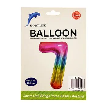 100cm Giant Foil Number Balloon-Rainbow Number 7