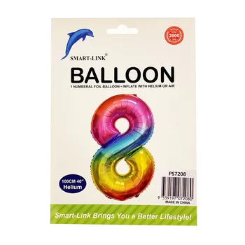 100cm Giant Foil Number Balloon-Rainbow Number 8