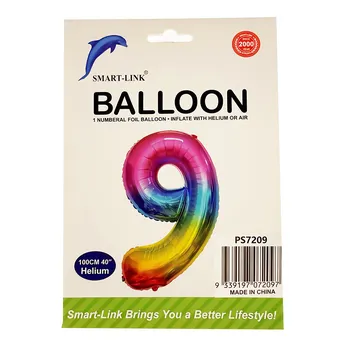 100cm Giant Foil Number Balloon-Rainbow Number 9