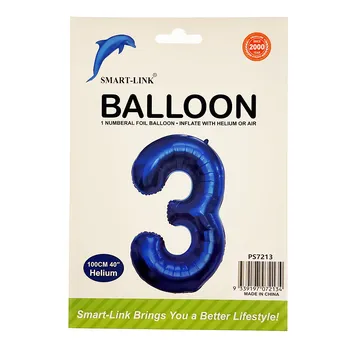 100cm Giant Foil Number Balloon-Blue Number 3