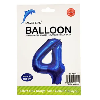 100cm Giant Foil Number Balloon-Blue Number 4