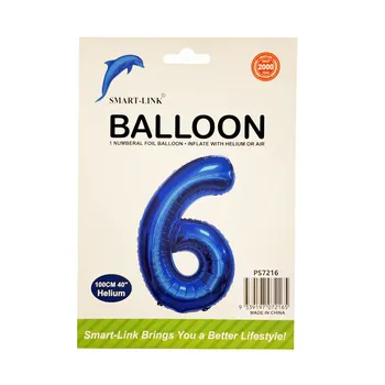 100cm Giant Foil Number Balloon-Blue Number 6
