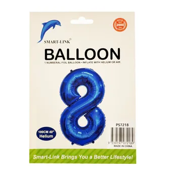 100cm Giant Foil Number Balloon-Blue Number 8