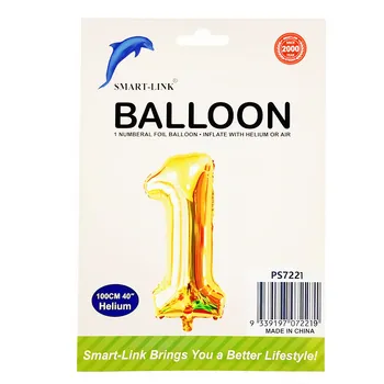 100cm Giant Foil Number Balloon-Gold Number 1