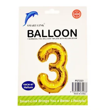 100cm Giant Foil Number Balloon-Gold Number 3