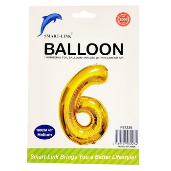 100cm Giant Foil Number Balloon-Gold Number 6