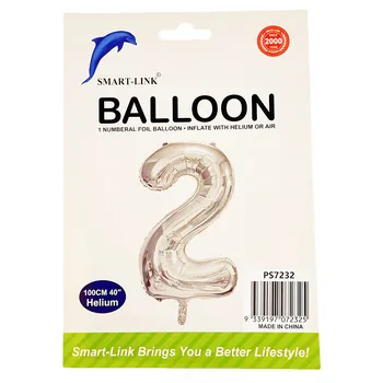 100cm Giant Foil Number Balloon-Silver Number 2