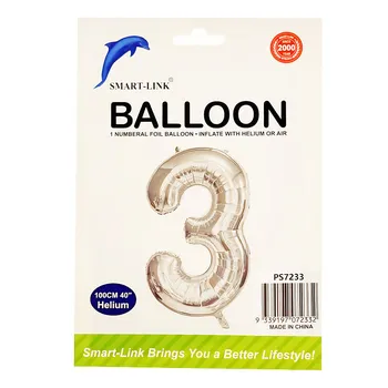 100cm Giant Foil Number Balloon-Silver Number 3