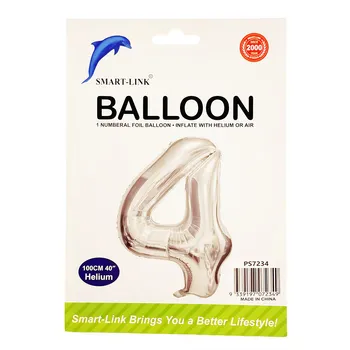 100cm Giant Foil Number Balloon-Silver Number 4