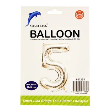 100cm Giant Foil Number Balloon-Silver Number 5
