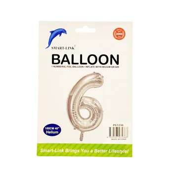100cm Giant Foil Number Balloon-Silver Number 6