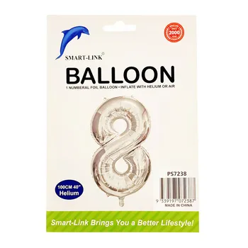 100cm Giant Foil Number Balloon-Silver Number 8