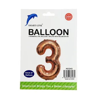 100cm Giant Foil Number Balloon-Rose Gold Number 3