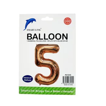 100cm Giant Foil Number Balloon-Rose Gold Number 5