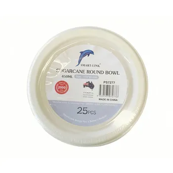 25pk Round Sugarcane Bowl 450ml 16oz Dia175x40mm