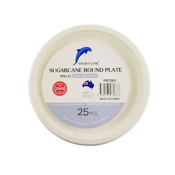 25pk Round Sugarcane Plate 9" Dia225x20mm