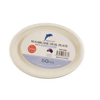 50pk Oval Sugarcane Plate 10" 253x190x25mm
