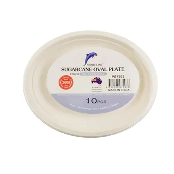 10pk Oval Sugarcane Plate 12.5" 317x252x25mm