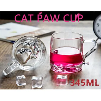 Handled Glass Cup-Cat Paw 345ml Dia85x93mm 530g