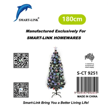 Christmas Tree With Coloured Fibre Lights & Snow-180cm