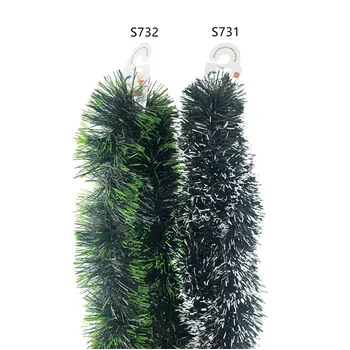 Christmas Tinsel Light Green Tip-Dark Green 13x200cm