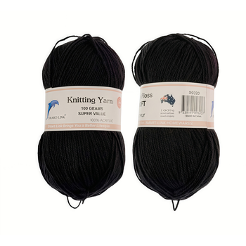 100% Acrylic Knitting Yarn 8 Ply 100g-Black