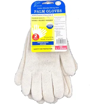 2 Pairs Cotton Blended Palm Gloves  SIZE: L/25cm  