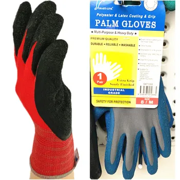 Polyester & Latex Palm Gloves Red & Blue SIZE: 8/ M 