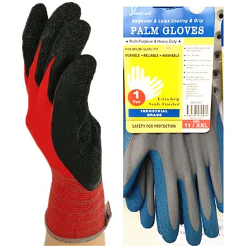 Polyester & Latex Palm Gloves Red & Blue SIZE: 11/XXL 