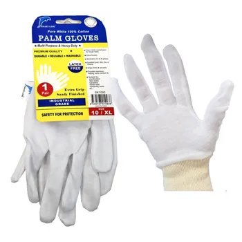 100% Cotton Palm Gloves With Elastic Wrist Band  SIZE: 10/XL