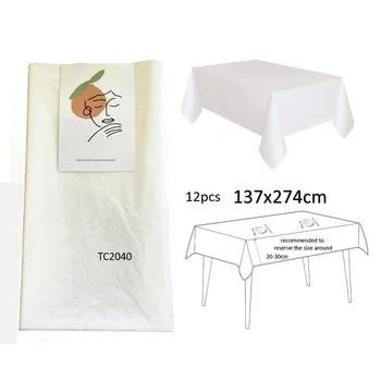 54'x108' Plastic Table Cloth-Clear With White Floral Prints 
