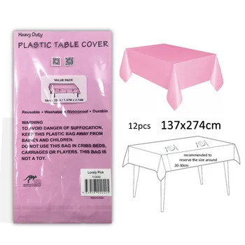 54'x108' Plastic Table Cover - Lovely Pink 