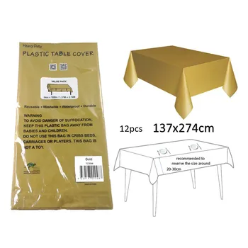 54x108' Plastic Table Cover - Gold