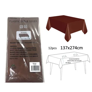 54x108' Plastic Table Cover- Brown 