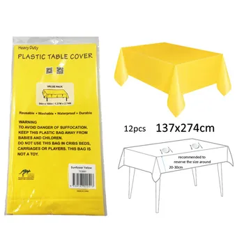 54x108' Plastic Table Cover-Sunflower Yellow 