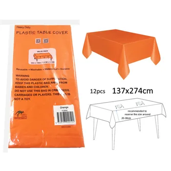 54x108' Plastic Table Cover-Orange 