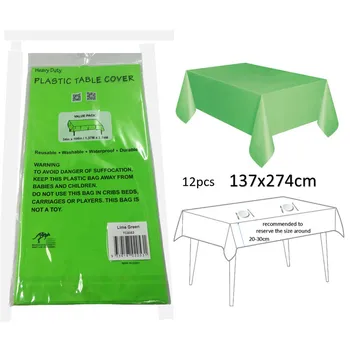 54x108' Plastic Table Cover -Lime Green 12/96