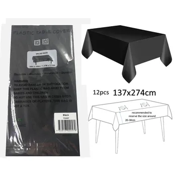 54x108' Plastic Table Cover-Black 