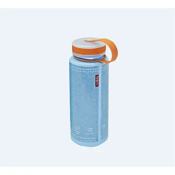 Plastic Drinking Bottle With Screw Cap& Strap 800ml-Navy Blue
