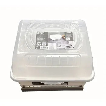 Dish Rack Box With Pull Out Tray & Clear Cover-White