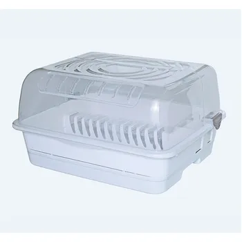 Dish Rack With Tray & Clear Cover-White