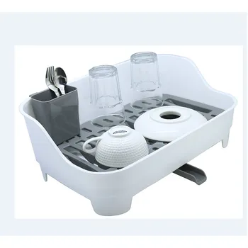 Dish Drainer With Drain Spout 28x42.5x16cm-Grey