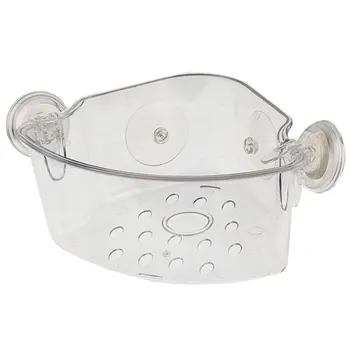 Transparent Plastic Suction Corner Holder With Rotating Hooks 