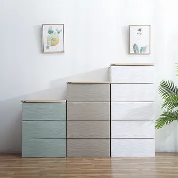 Wooden Top 5 Drawer Chest-White With Wave Design 60.5x48x128.5cm